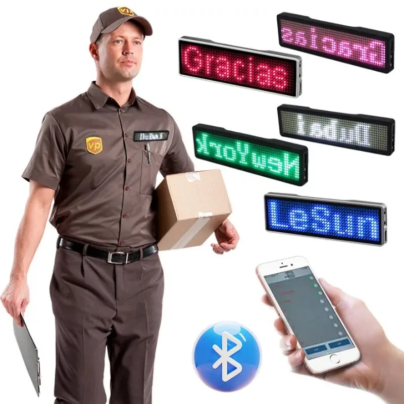 Wiederaufladbare Bluetooth Digital LED Abzeichen Insignia DIY programmierbare Scrolling Message Board Mini LED Display LED Namensschild