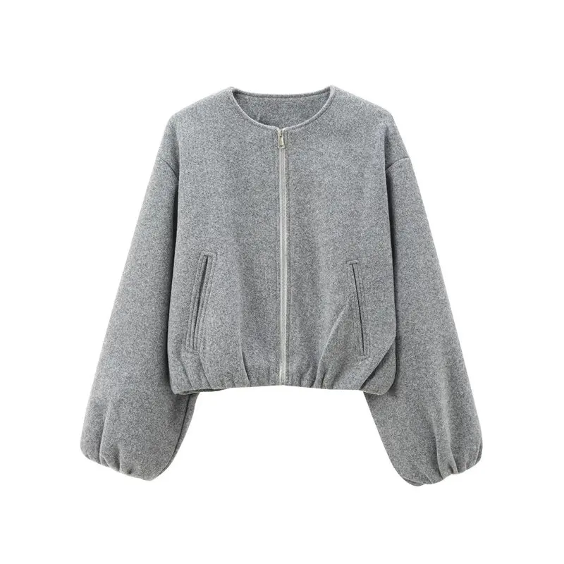 Loose Basic White Long Sve Jaet Women's Faion Autumn New Arrival Versatile Outerwear Comfortable Fit Stand Length