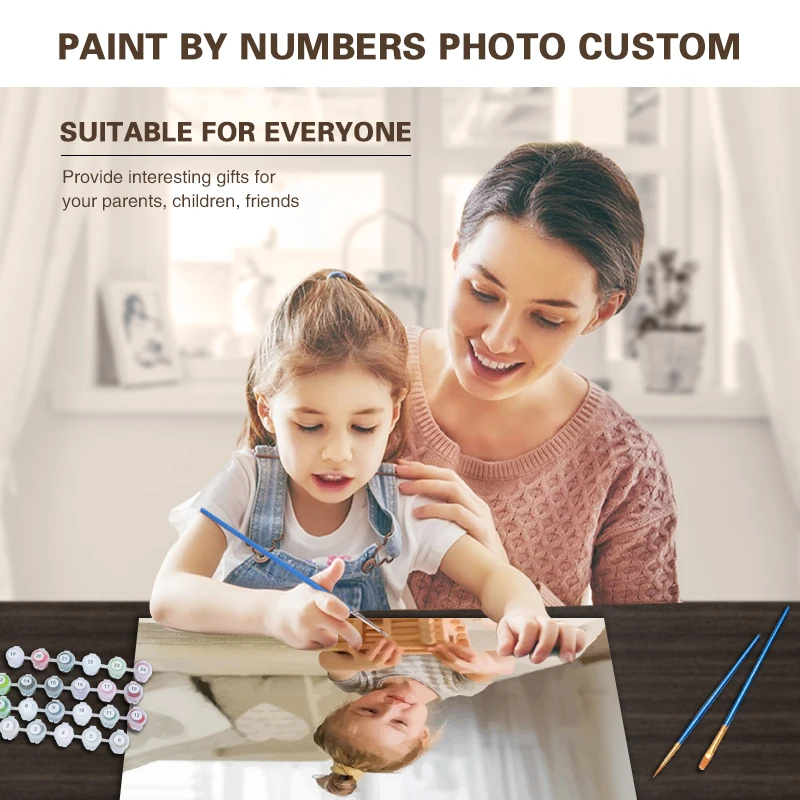 24/36 Màu Personalised Sơn Do Số Ảnh Tùy Chỉnh DIY Bức Tranh Sơn Dầu Được Số Hình Vải Chân Dung Họ Trẻ Em Chụp Ảnh