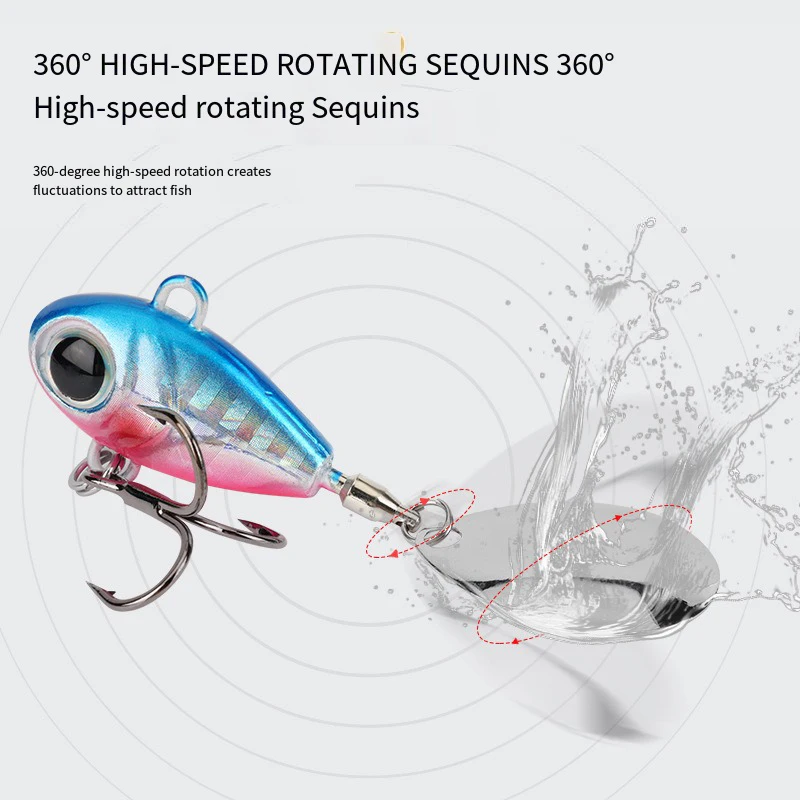Wobble Rotating Metal VIB Vibration Bait Spinner Spoon Jig Fishing Lures 15g 20g Artificial Hard Baits Sequins Pesca Lure