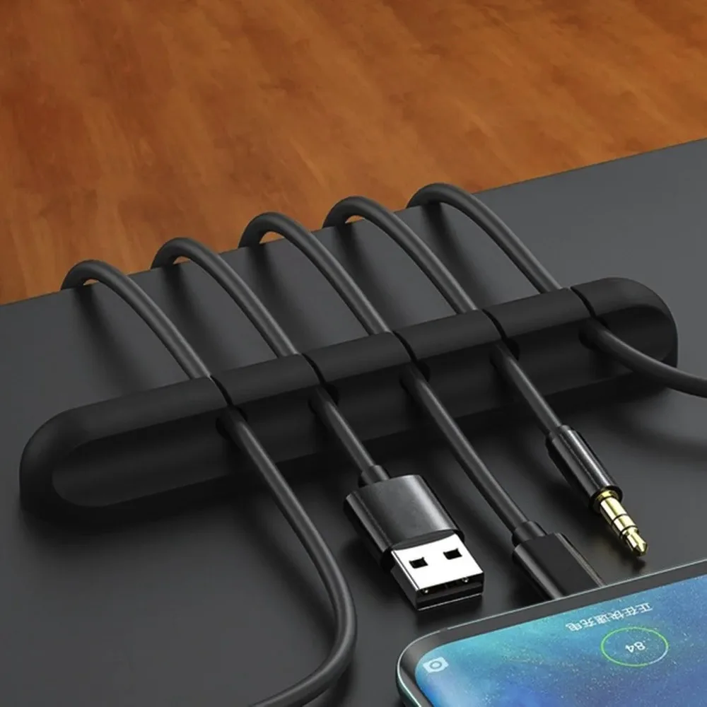 ใหม่สายการจัดการผู้ถือลวดยืดหยุ่นสาย USB Winder Tidy คลิปซิลิโคนสําหรับเมาส์คีย์บอร์ดหูฟัง Protector