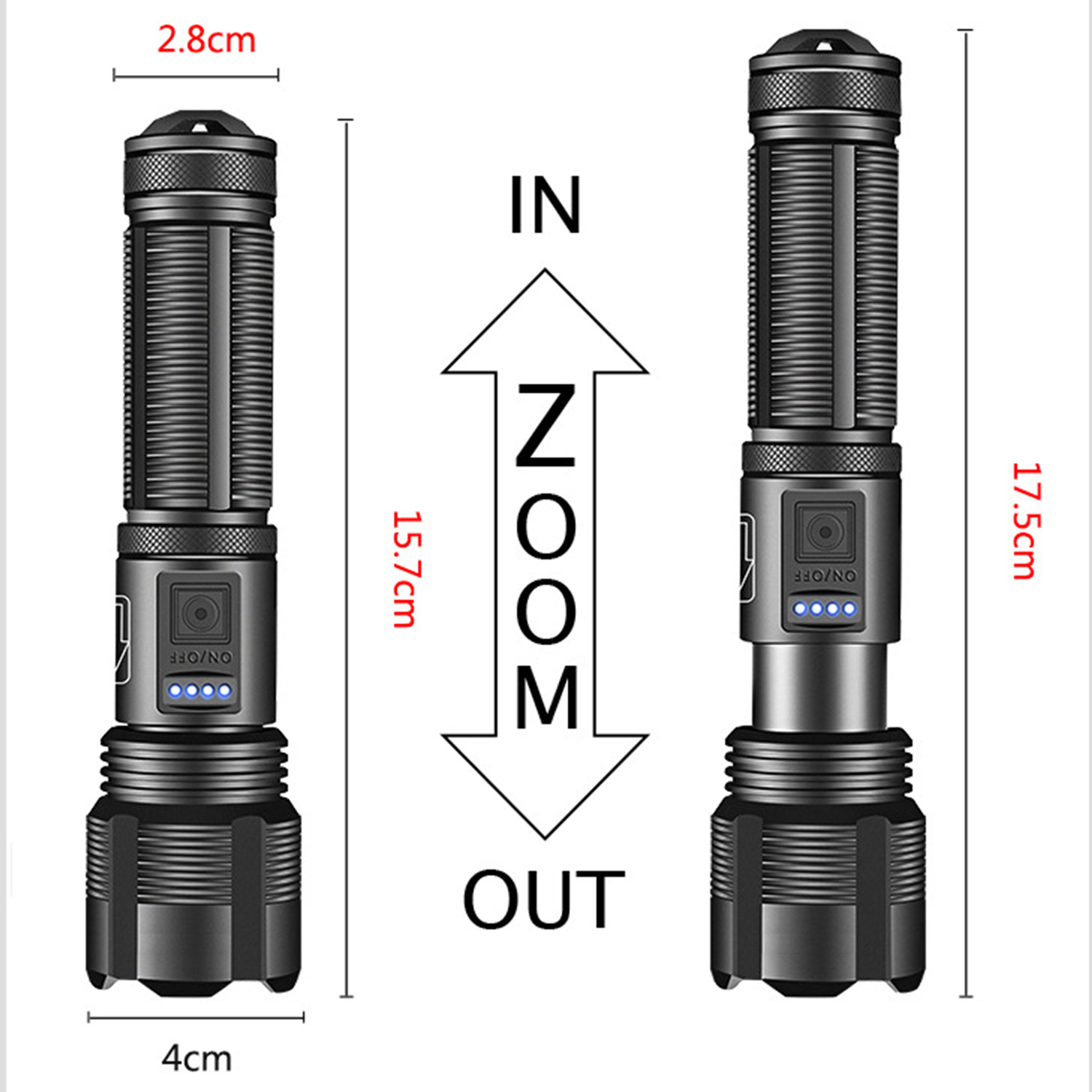 4-Kern-LED-Taschenlampe aus Aluminiumlegierung XHP70.2 XHP50.2 Taktische Jagd-Taschenlampe USB wiederaufladbare zoombare Laterne 18650 AAA-Batterie