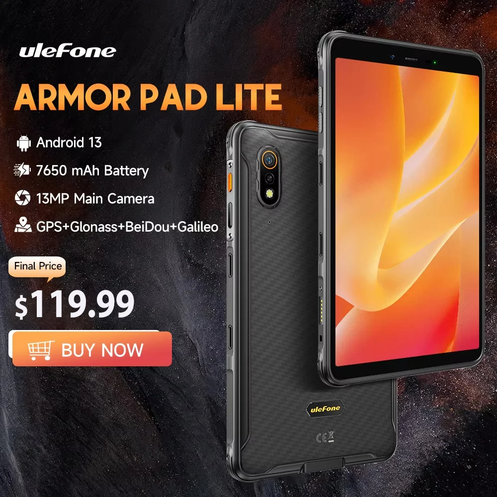 Ulefone Armor Pad Lite Robustes Tablet IP68/IP69K Android-Tablet, 6 GB (3 GB + 3 GB RAM), 32 GB ROM 13 MP Kamera