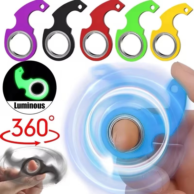 Spinner Stress Speelgoed Metalen Fidget Speelgoed Kinderen Vingertop Draaiende Sleutelhanger Vinger Fidget Ring Verlichten Verveling Party Geschenken Sleutelhanger