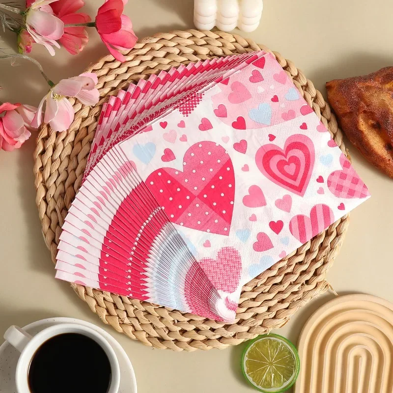 10/20pcs Valentine's Day Napkin Love Series Colorful Paper Placemats Party Ambience Decorative Paper Butterfly Bone Bart Paper