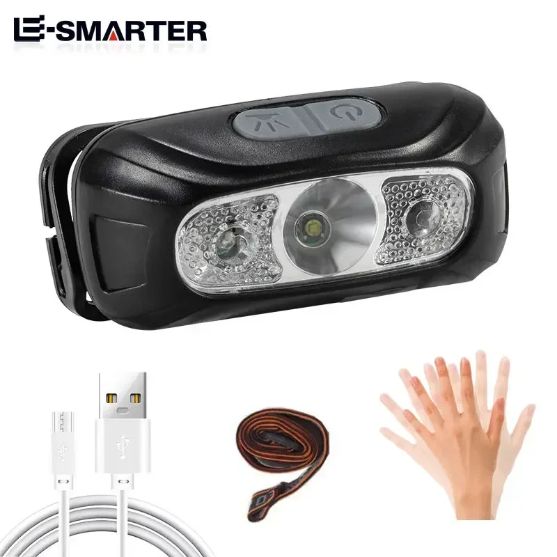 Linterna frontal LED con Sensor, faros recargables de alto brillo COB, resistente al agua, para pesca, Camping, ciclismo, luz frontal de inducción