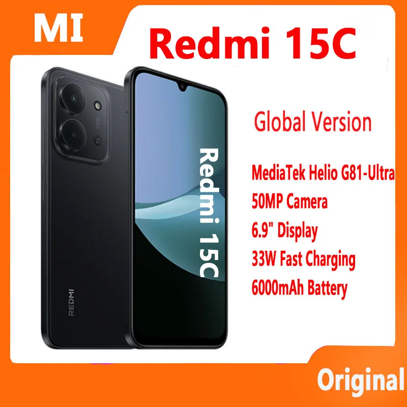 สมาร์ทโฟน Xiaomi Redmi 15C รุ่น Global กล้องหลัก 50MP หน้าจอ Dot Drop 120Hz ขนาด 6.9 นิ้ว รองรับการชาร์จ 33W ชิปเซ็ต MediaTek Helio G81-Ultra