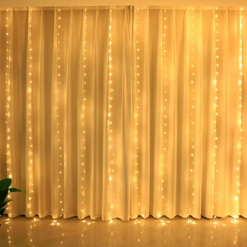 ไฟ LED ม่าน RGB 3X1ม., ไฟตกแต่งคริสต์มาสบ้านวันหยุดห้องนอนงานแต่งงานนางฟ้าพวงมาลัยพร้อมรีโมท