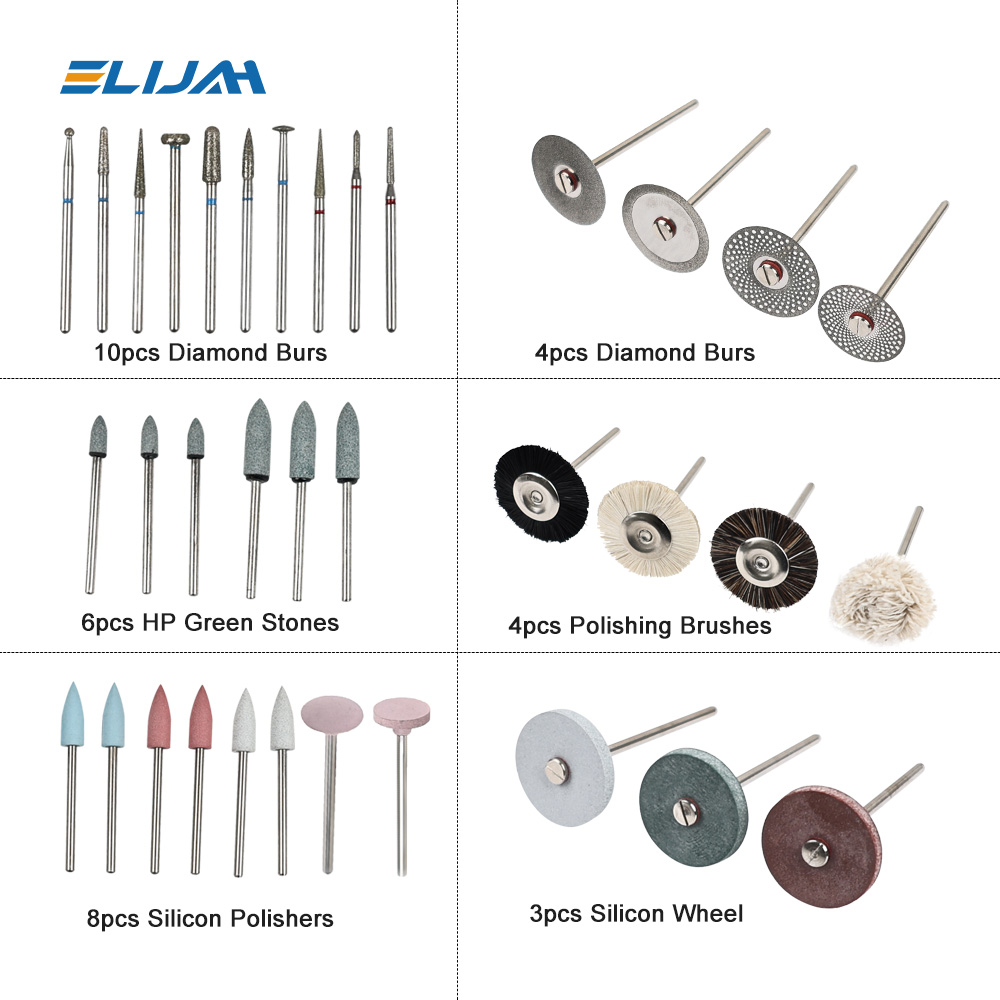 SYJH 35 stks/set Dental Lab Polijsten HP Kit Keramische Porselein Slijpen Tandarts Tool Diamant Burs Borstel Materiaal