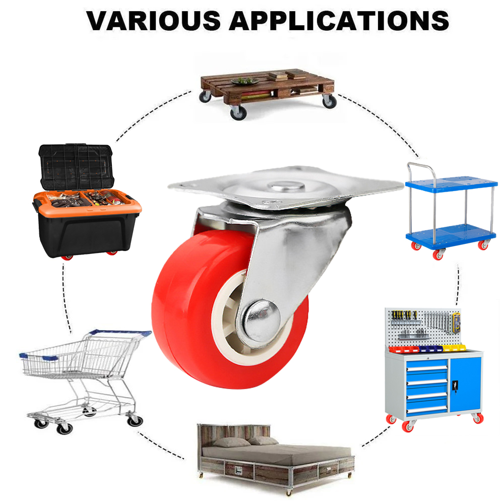 車のヘビーデューティスイベルキャスターサイレントトロリー 360 度回転 1.5 インチ赤いホイール車のツールプラットフォームトロリー Accessorie ツール