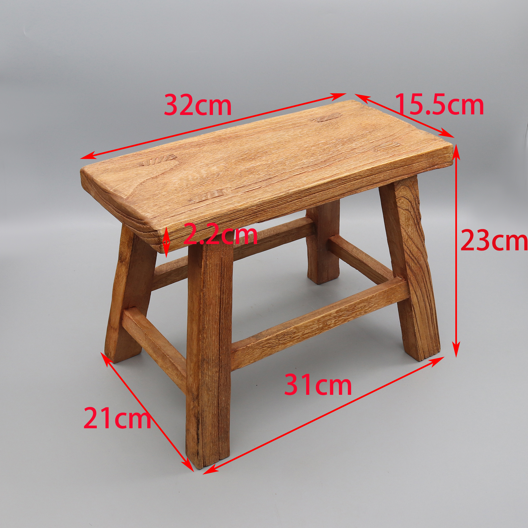 Taburete de madera recién hecho, silla para niños, madera maciza de olmo