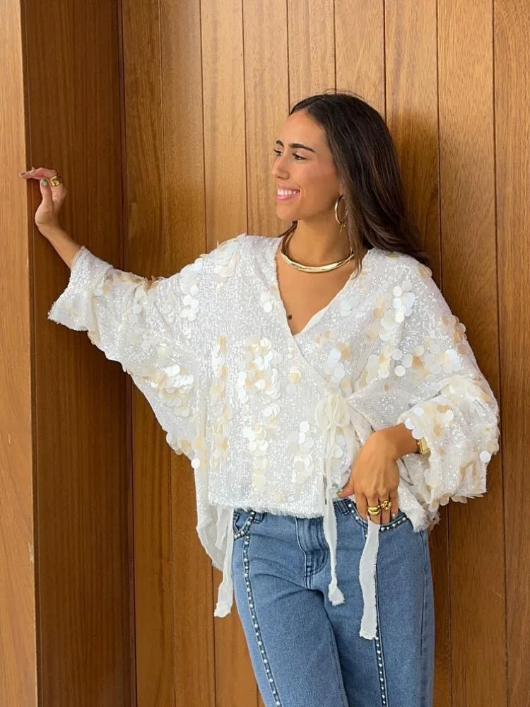 Manga comprida com decote em v feminina com renda para casacos finos, jaqueta elegante estilo quimono, monocromática, casacos para viagem, senhora, nova moda, outono