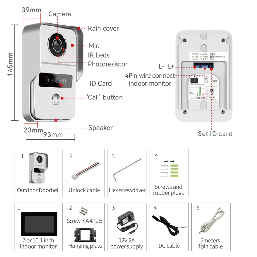 Tuya Smart Wifi Video Doorbel Huis Intercom Telefoon 1080P Rfid Draadloze Deur Viewer Camera Intercom 7 Inch Scherm Motion Record