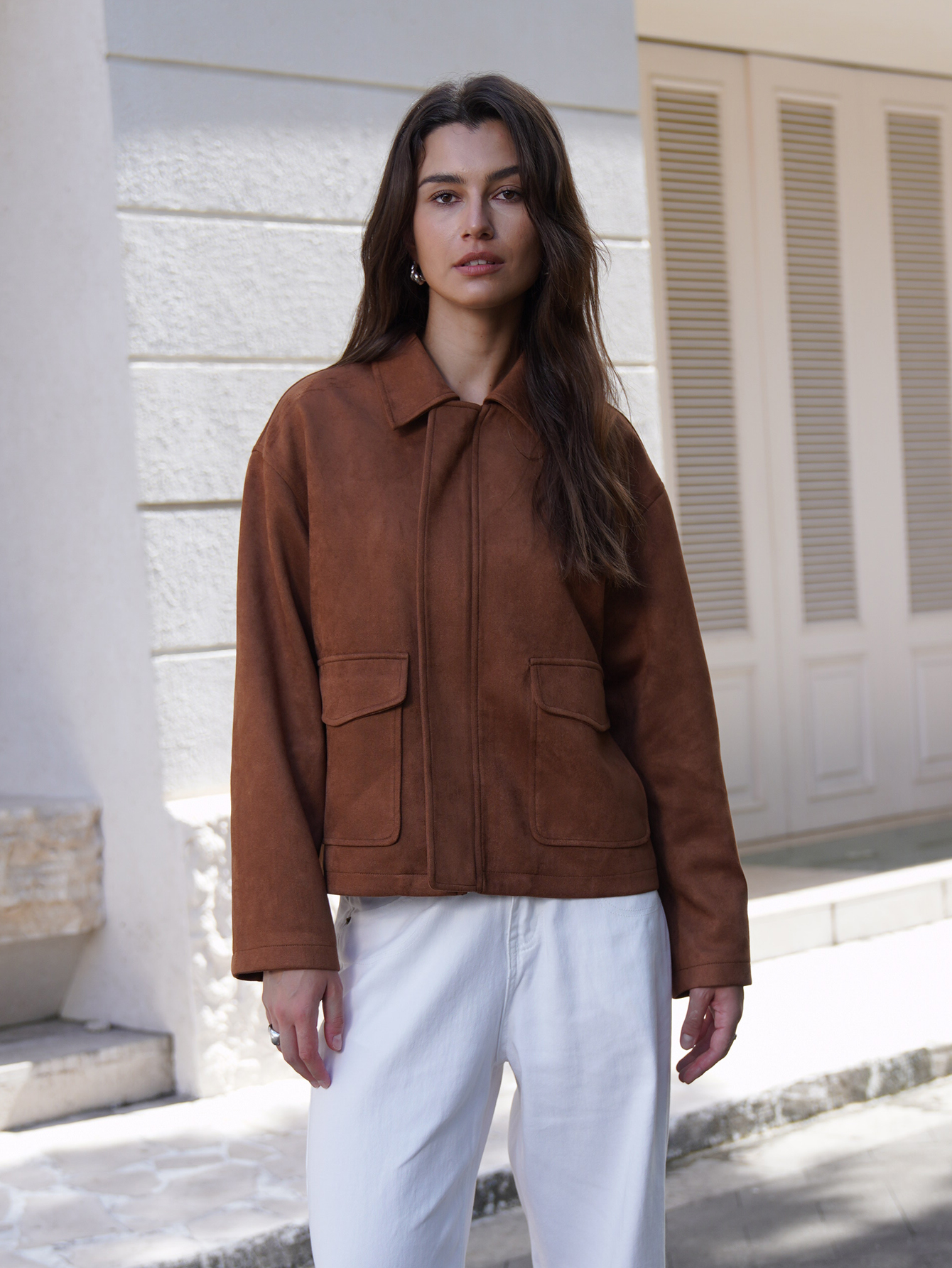 New 2025 Fall / Autumn Women Fashion Basic Short Suede Pockets Jacket and Coat