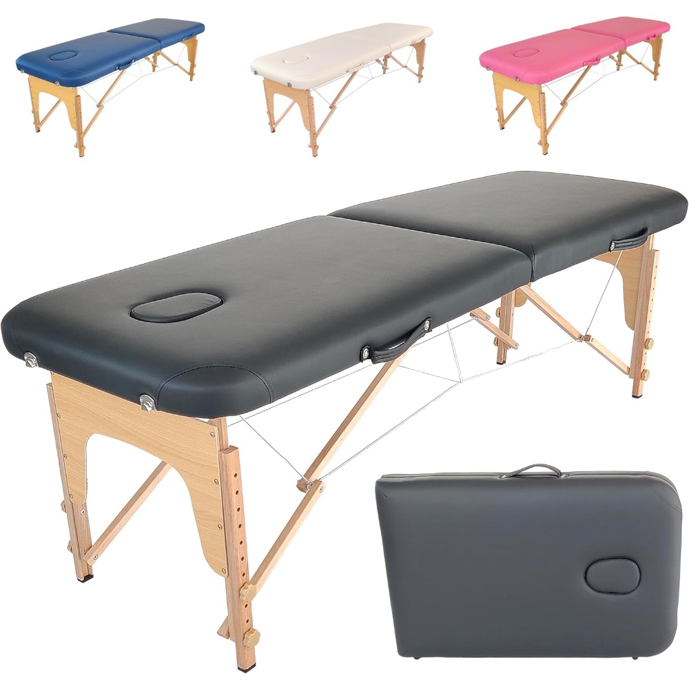 Mobiler Massagetisch Basic 185 x 60 cm – leicht 11,8 kg – Massagetisch, Massagestuhl, 2 Zonen klappbar