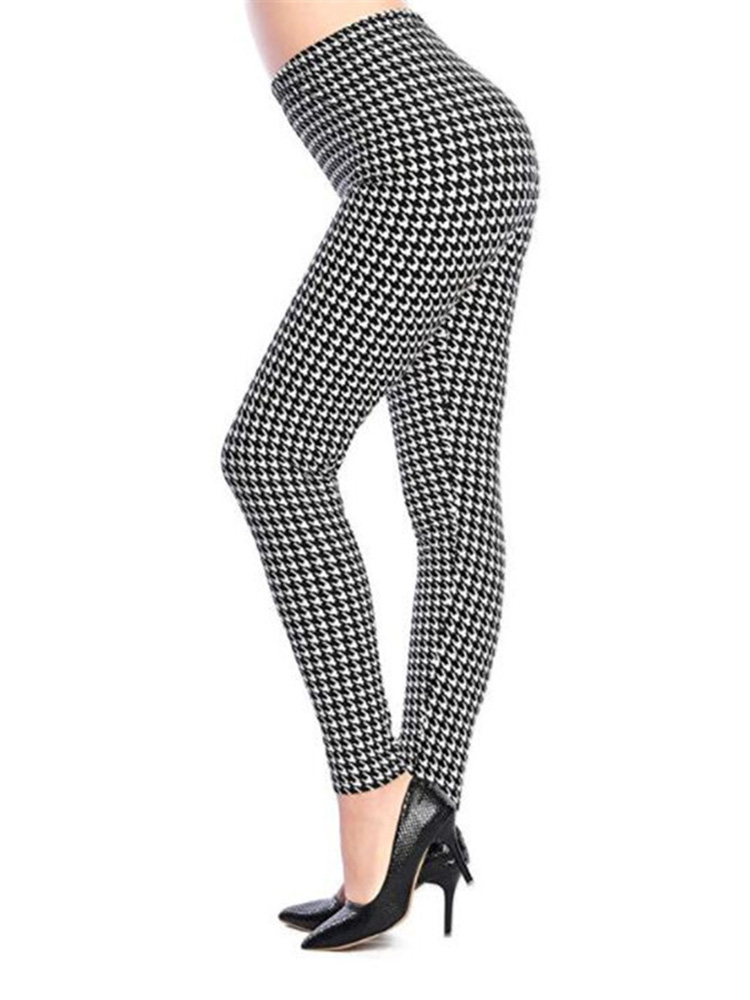 CUHAKCI legginsy graffiti kwiatowy wzorzysty nadruk legginsy dla kobiet legginsy Houndstooth sprzedaż elastyczny projekt Vintage legginsy W056