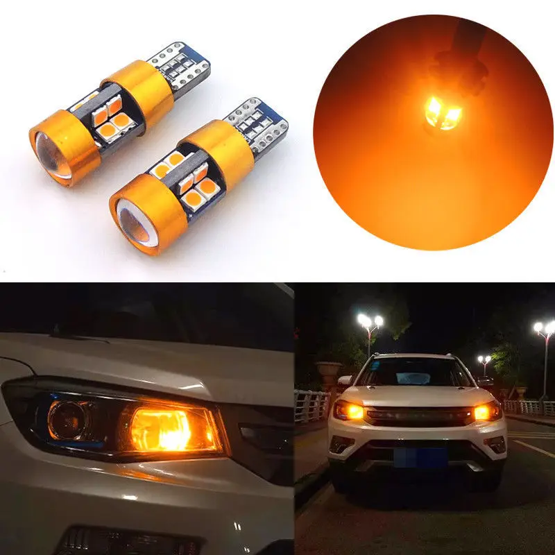 2 uds coche T10 12V luz LED de señal naranja ámbar posición de luz estacionamiento luces de ciudad T10 168 194 2825 W5W 19SMD bombilla LED