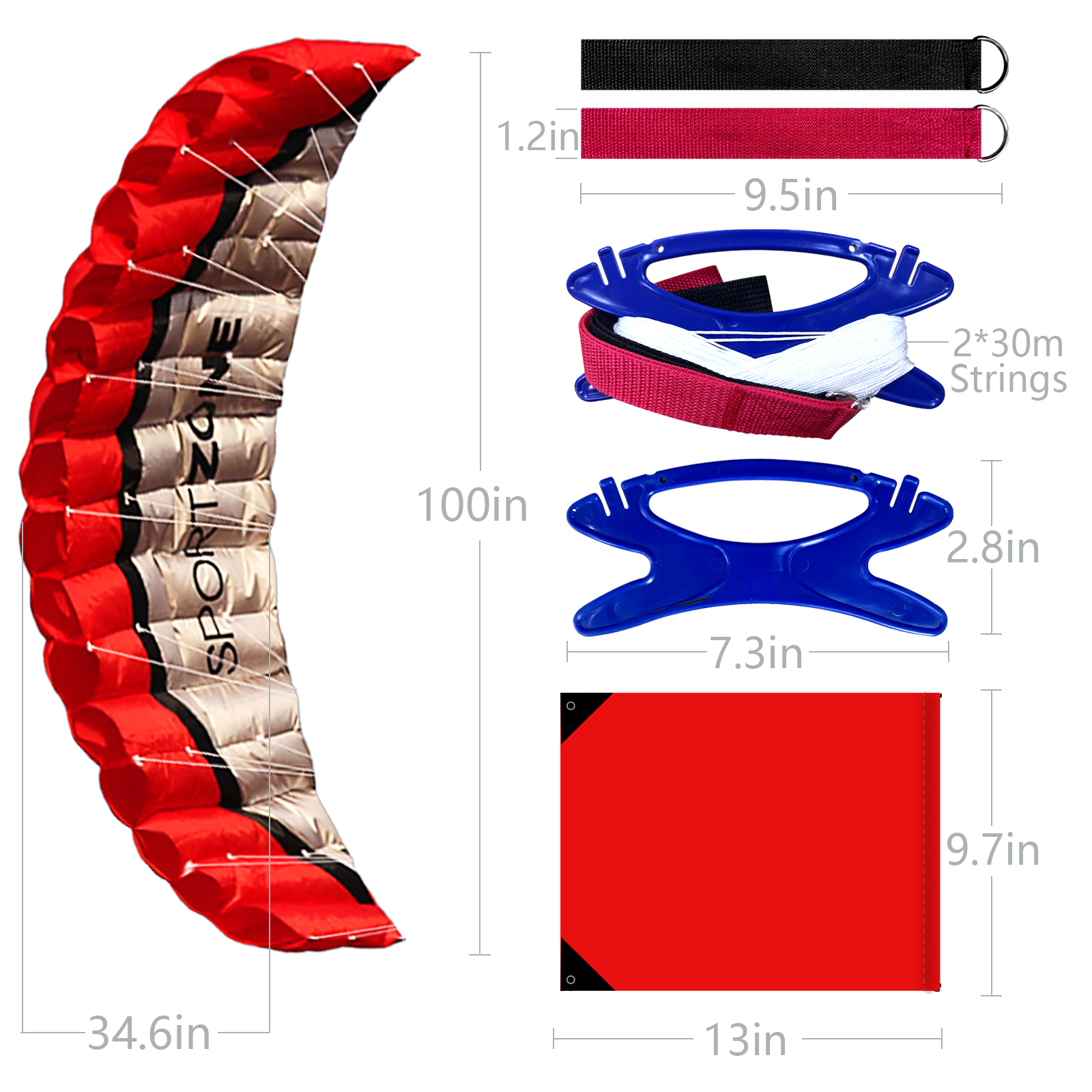 Chất Lượng Cao 2.5M Đỏ Đôi Dây Simili Parafoil Diều WithFlying Dụng Cụ Điện Viền Thuyền Buồm Kitesurf Rainbow Thể Thao Bãi Biển