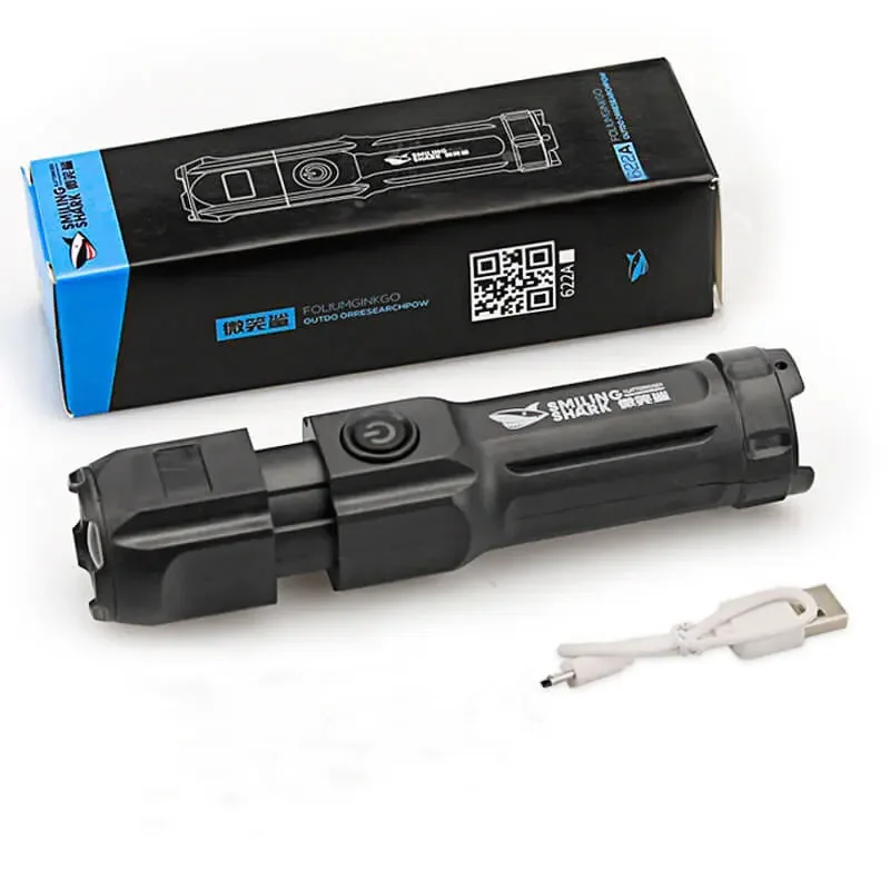 슈퍼 밝은 손전등 USB 충전식 LED 장거리 전술 토치 램프 야외 방수 캠핑 낚시 랜턴