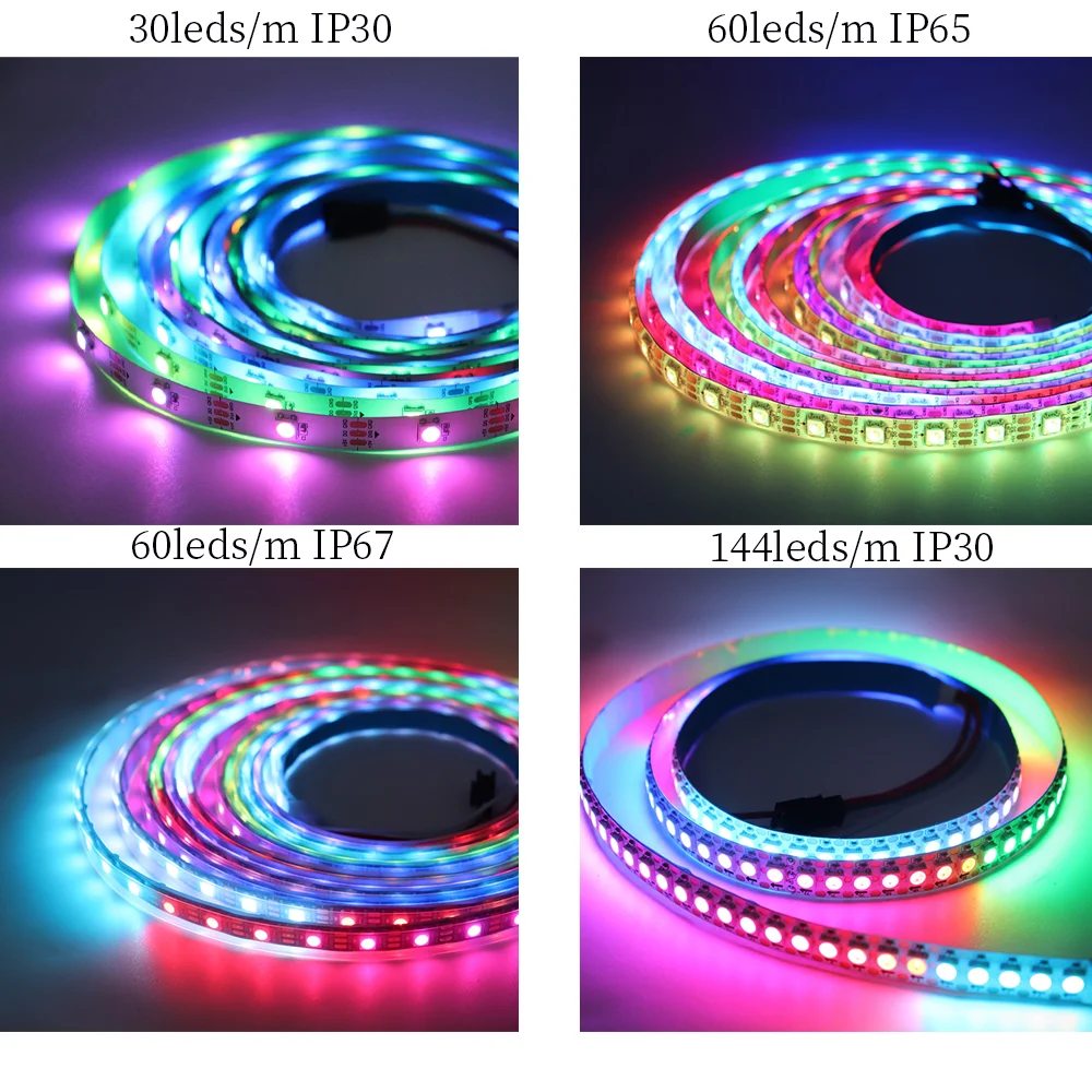 WS2812B Smart RGB Dây Đèn LED WS2812 Riêng Lẻ Addressable Đèn LED 30/60/144 Đèn LED Màu Đen/Trắng PCB chống Thấm Nước IP30/65/67 DC5V