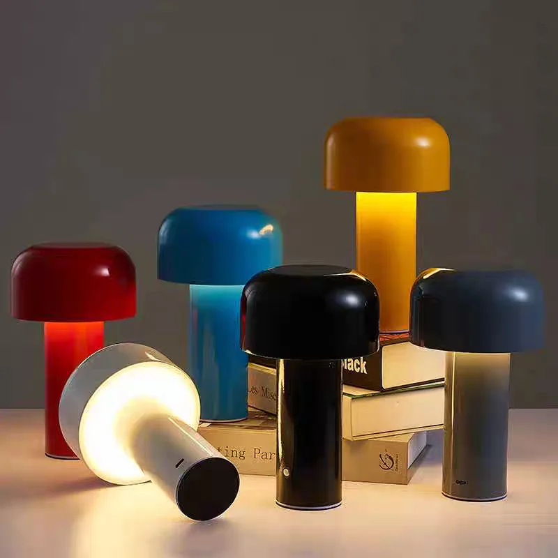 Lámpara de mesa con forma de seta con atenuación táctil, luz nocturna sencilla, lámpara de noche con carga inalámbrica, adecuada para cafeterías, bares y habitaciones