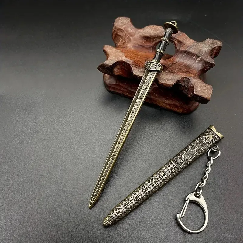 1 PC Mini ดาบรูปร่างจี้พวงกุญแจอาวุธรุ่น Sheath ของเล่นมีดโลหะอะนิเมะ Key แหวนเครื่องประดับกระเป๋า Charm อุปกรณ์เสริม