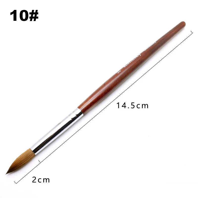 Kolinsky-cepillo acrílico para decoración de uñas, mango de madera, cepillo de visón para decoración de uñas, herramientas para uñas, cepillo para manicura, herramientas de dibujo, tamaño 8-24