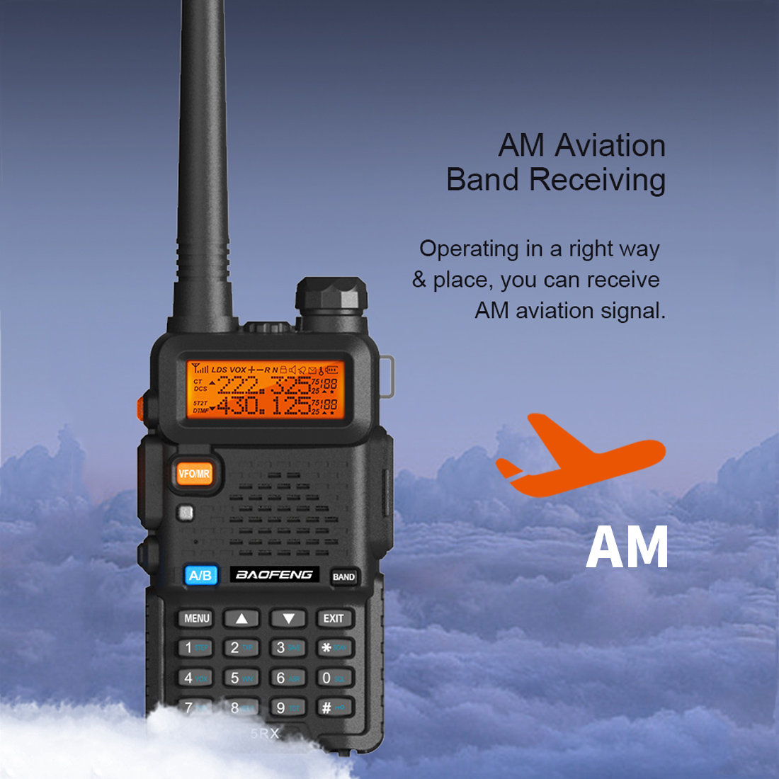 Baofeng 5RX 5W Multi-Bands 136-174/220-260/400-520MHz Tri-band One Key Frequency Match 1800mAh Repetidor Rádio Portátil