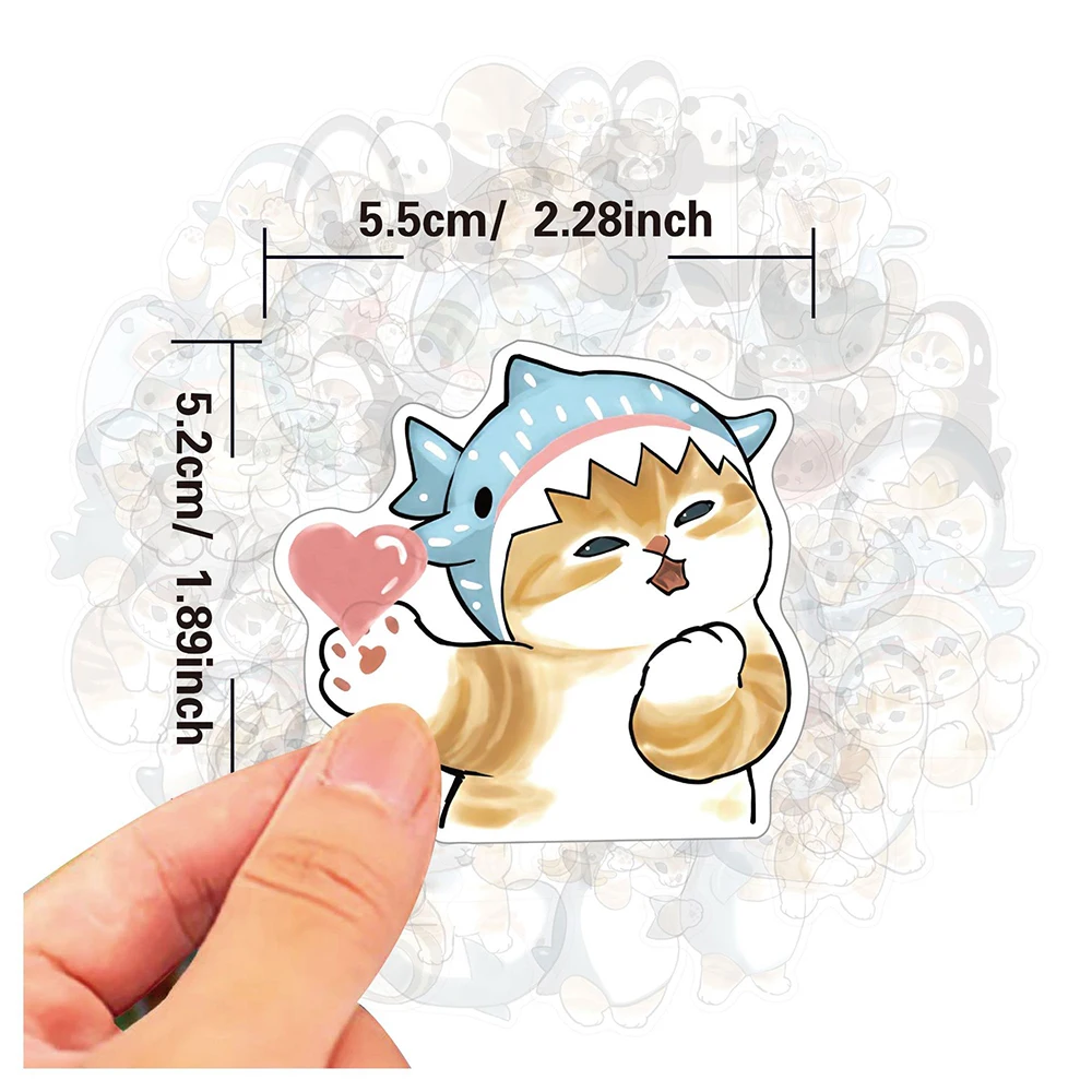 10/30/50PCS น่ารัก Shark Hooded Fun Cat สติ๊กเกอร์ตกแต่งกระเป๋าเดินทาง Scrapbooking แล็ปท็อปโทรศัพท์เครื่องเขียนของเล่นของขวัญ