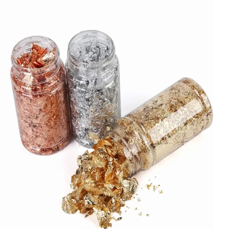 3g Gouden Zilverachtige Folie Decoratief Papier Hars Mal Vullen Hars Sieraden Maken Metallic Folie Vlokken Voor Nail Art Schilderen Craft