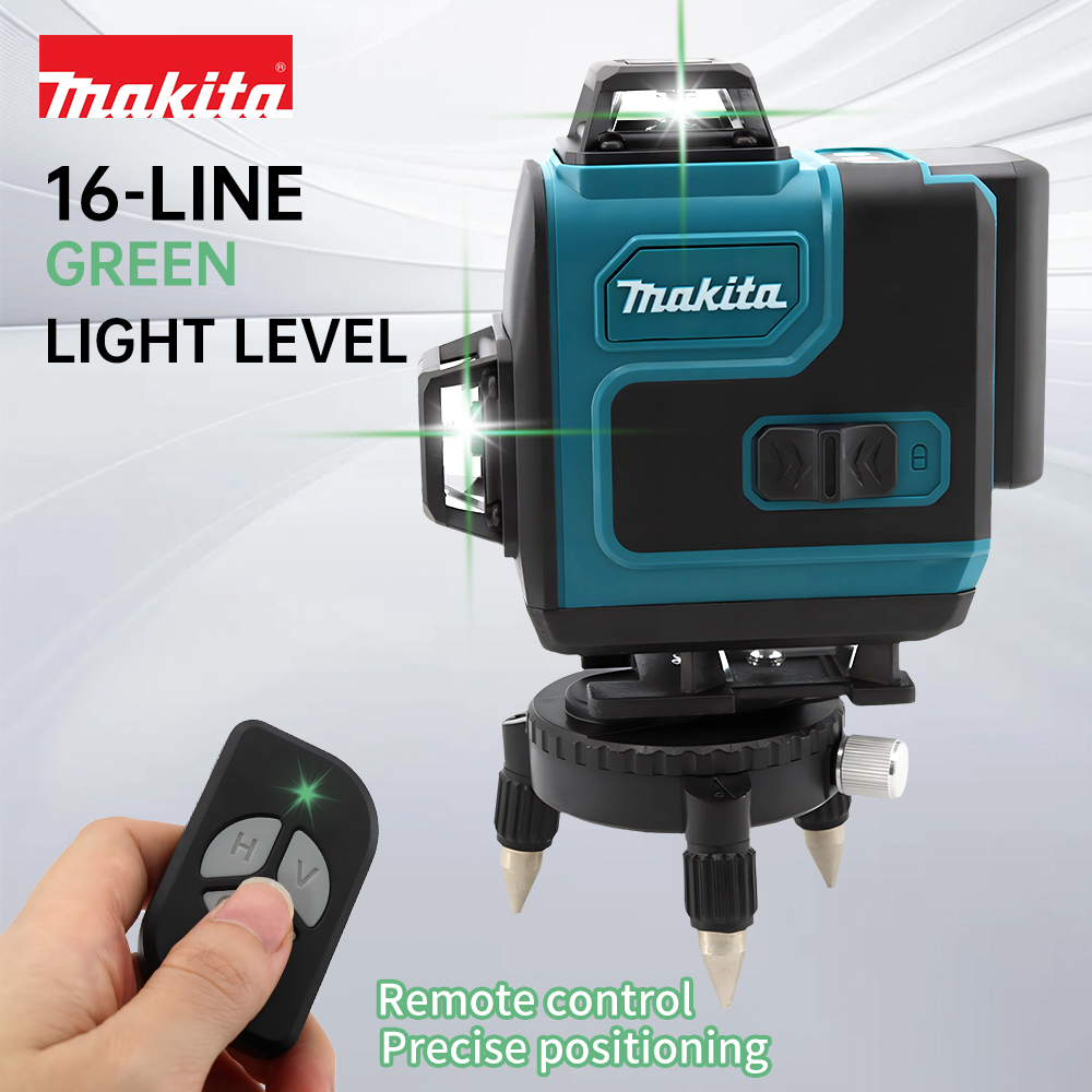 Makita 16 เส้นเลเซอร์ระดับมืออาชีพแนวนอนแนวตั้งเลเซอร์สีเขียวอัตโนมัติ 360 ° เครื่องมือสร้างเลเซอร์ Nivel ปรับระดับตัวเอง