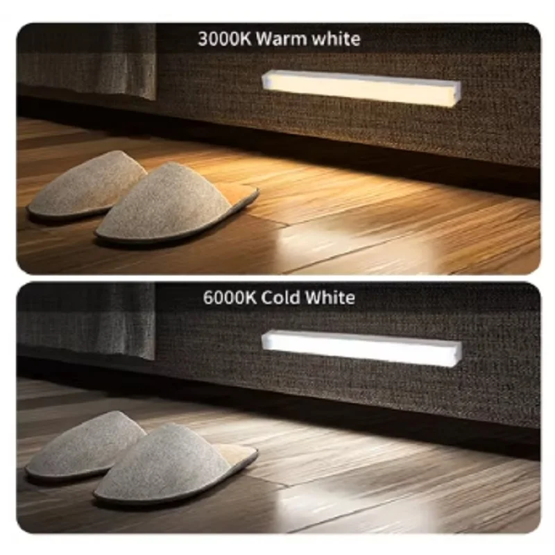 Luces de barra LED recargables, Sensor de movimiento, luz nocturna regulable, lámpara de gabinete de inducción portátil para cocina y habitación tipo C