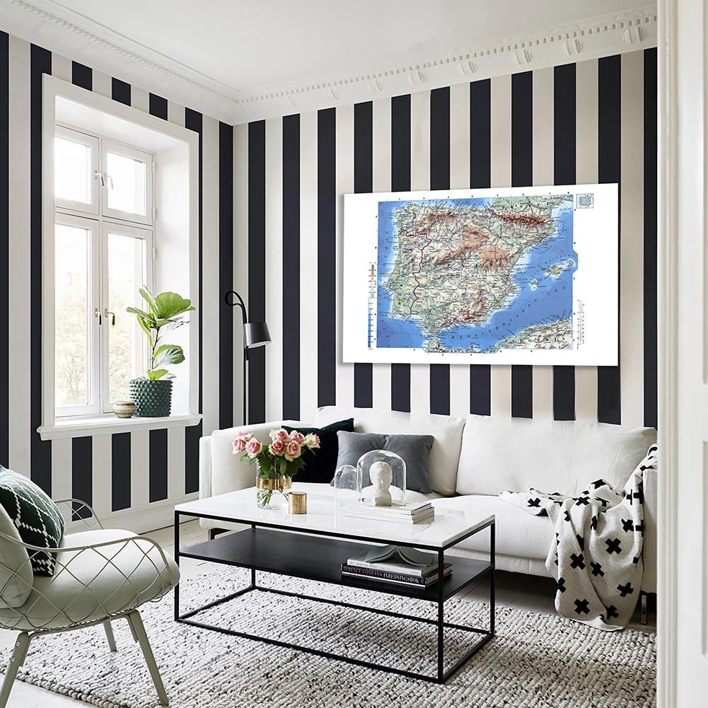 Mappa orografica della Spagna Tela non tessuta Pittura Wall Art Poster e stampe Materiale scolastico Decorazione della casa 150 * 100 cm