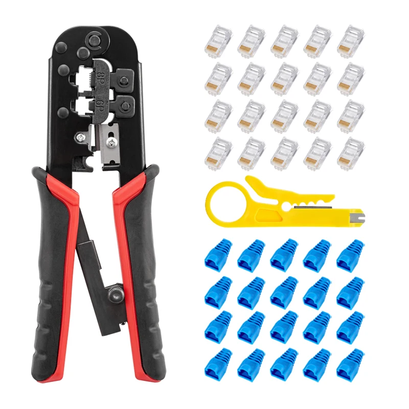 RJ45 Crimper RJ11 RJ45 Crimping Tool Ethernet Network LAN Cable Crimper Cutter Stripper Plier for 6P 8P RJ11 RJ12 RJ45 Connector