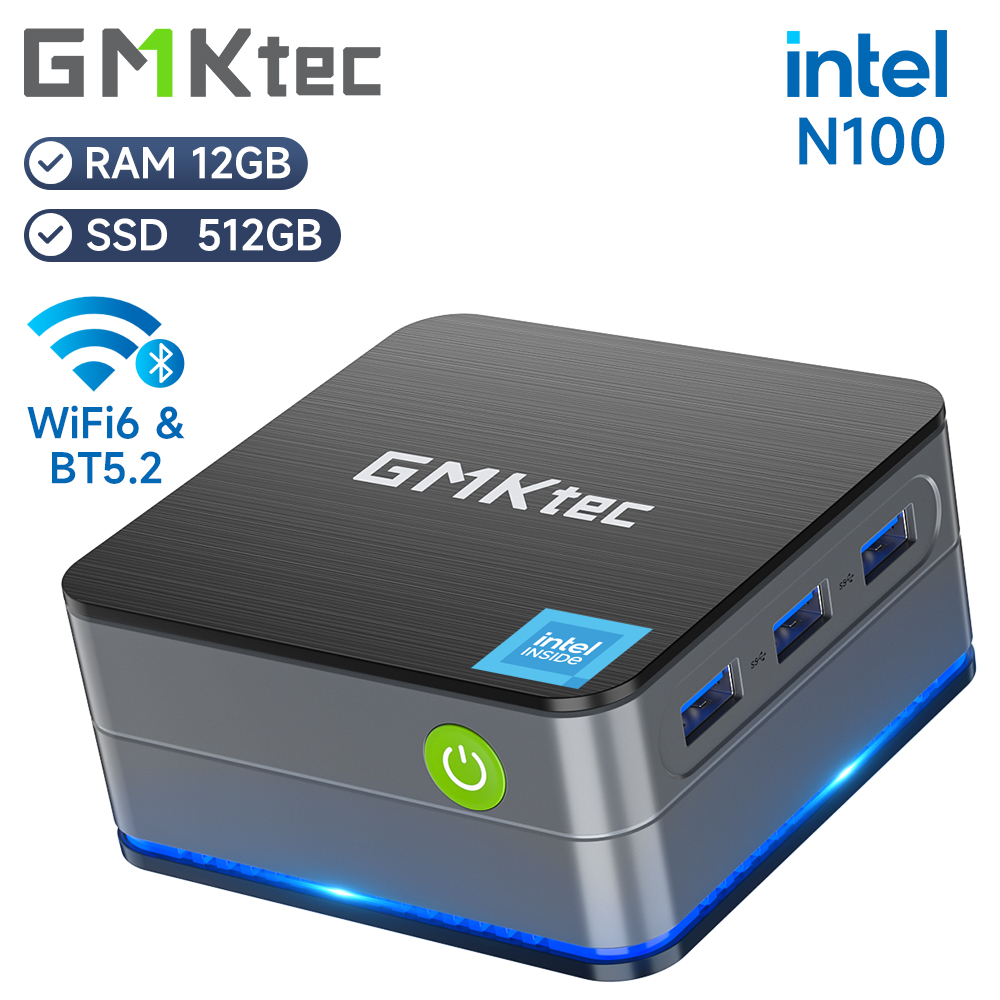 GMKtec G2 Mini PC Windows 11 Pro Intel 12th Gen Alder Lake N100 Mini PC DDR5 12GB RAM 512GB ROM WiFi 6 BT5.2 Desktop Computer