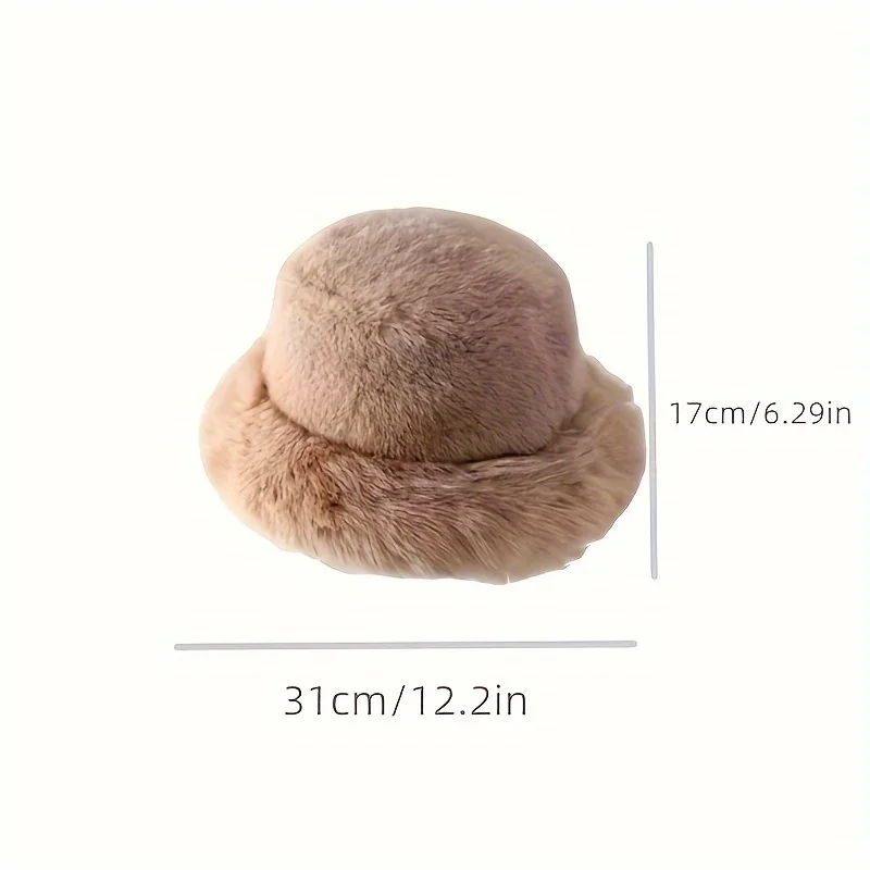 แฟชั่นFaux Furหมวกขนาดใหญ่สําหรับผู้หญิงรัสเซียCossack FluffyฤดูหนาวหมวกFuzzy Fluffyหมวกขนาดใหญ่สีชมพูไวน์แดง