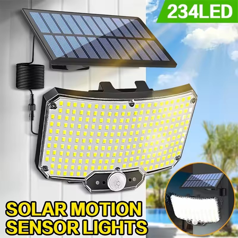 234 LED Solar Lights Outdoor Super Bright Human Motion Sensor Security Flood Wall Lamps For Garage Courtyard Garden