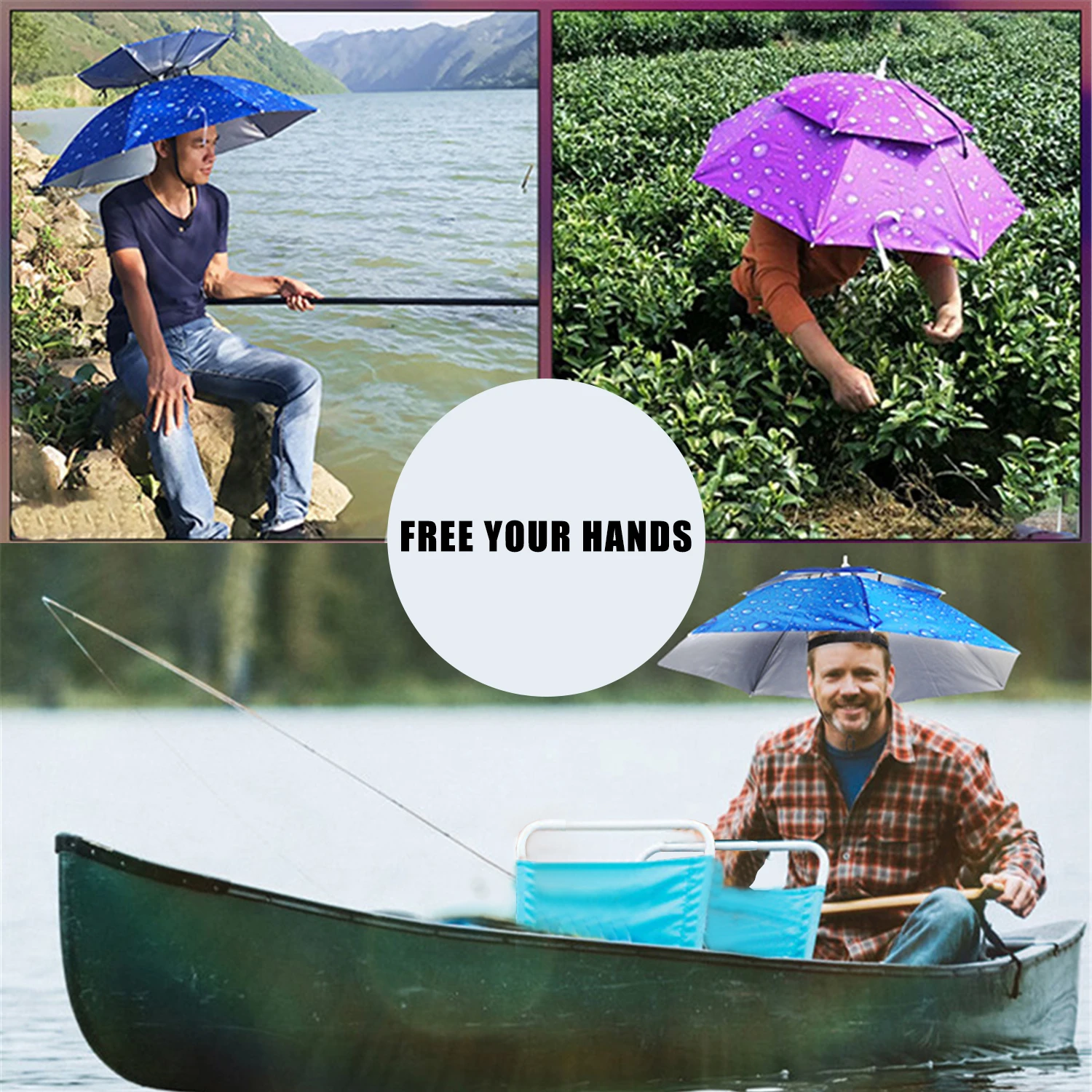 ร่มฝนหมวกพับ Sun Shade กันน้ําตกปลา Headwear หมวกชายหาดหมวก Double-Layer UV Protection ครีมกันแดด