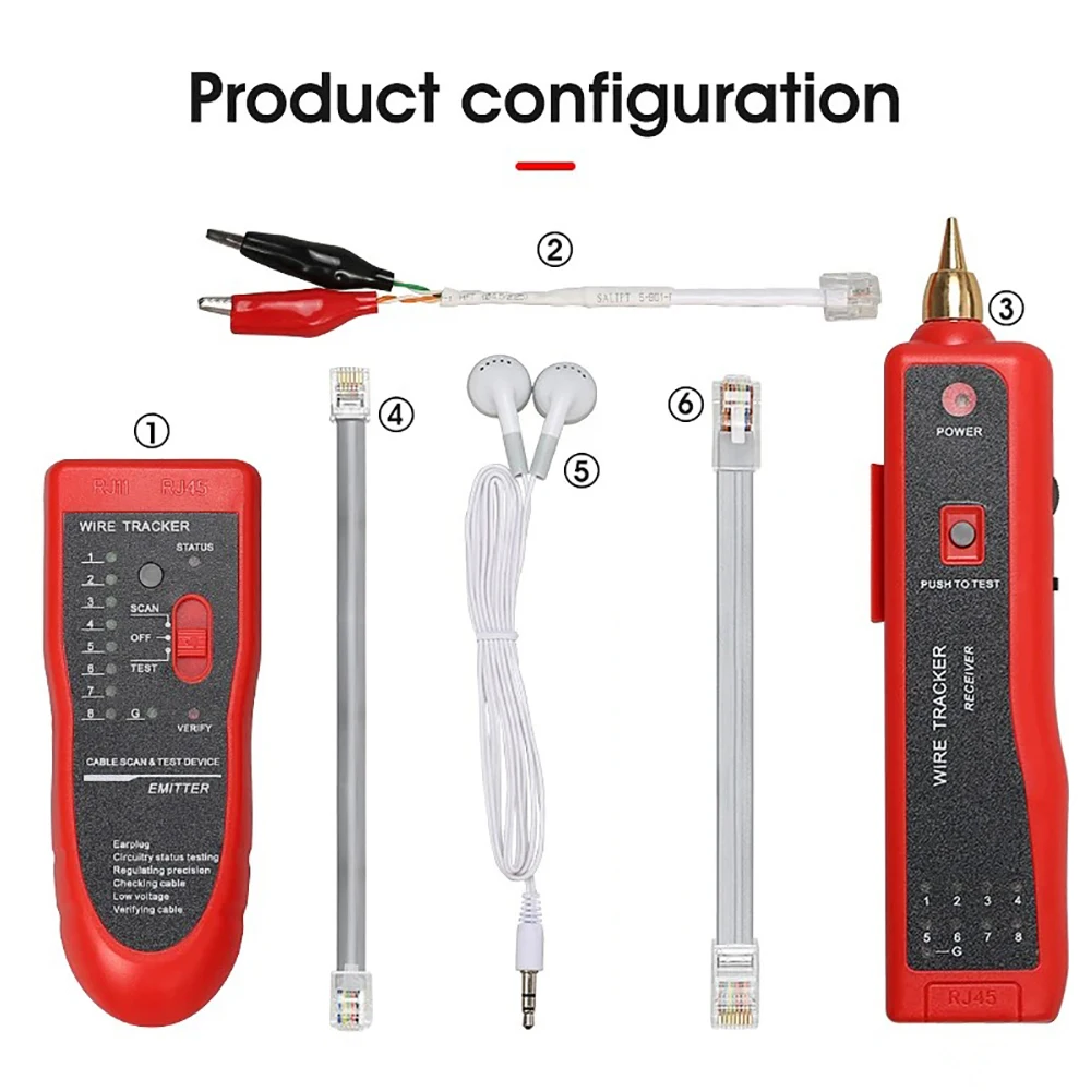 Kebidumei-probador de Cable de red LAN Ethernet, RJ45, RJ11, buscador de línea LAN, rastreador de cables telefónicos, receptor, herramienta de reparación de red
