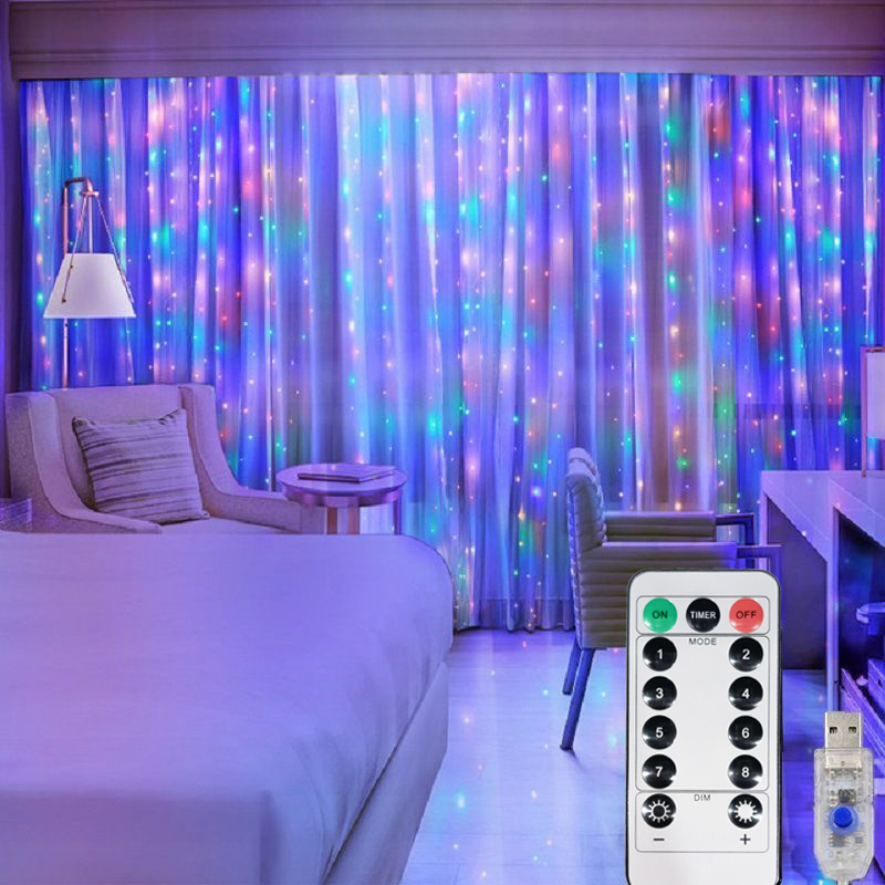 USB Гирлянда-занавеска, яркая Гирлянда-занавеска, Рождественское украшение для дома, праздника, декоративная Новогодняя лампа