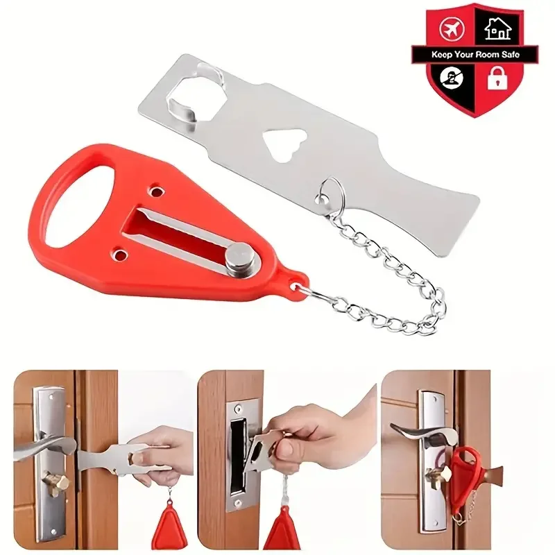 Fechadura portátil de segurança para viagem, 1 peça, adequada para viajantes e famílias, fechadura universal para porta de viagem portátil para segurança do sono