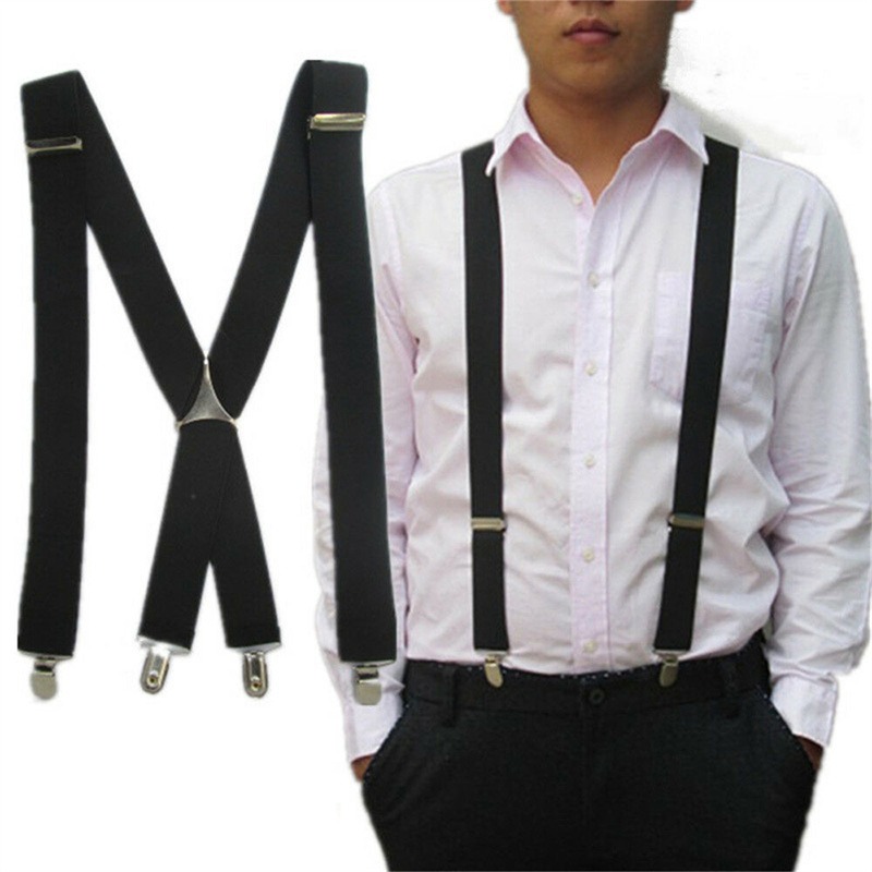 Tirantes de 25mm de ancho para hombre, de alta elasticidad Tirantes ajustables, 4 Clips fuertes, tirantes de alta resistencia para pantalones con espalda en X, accesorios calientes