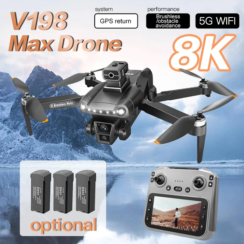 Для Xiaomi V198 MAX GPS Дрон 8K HD Аэрофотосъемка Двойная камера Бесщеточный квадрокоптер Лазерный предотвращение препятствий Воздушная оптическая