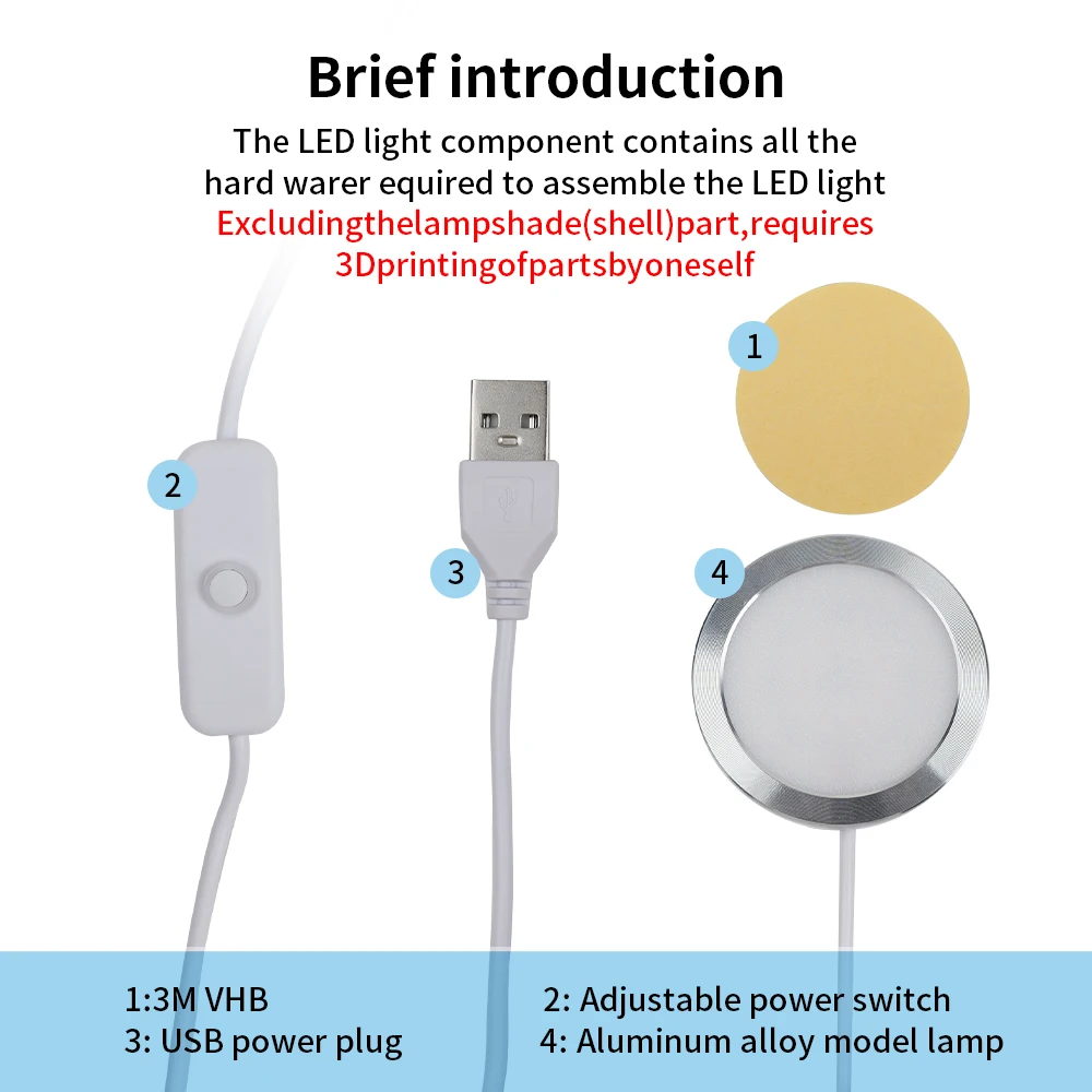 Voor Bambu Lab Led Lamp Kit 001 Hardware Voor Bamboe Licht Led Licht Onderdelen DIY Model Warm Wit/Multicoour zonder Lamp Shell