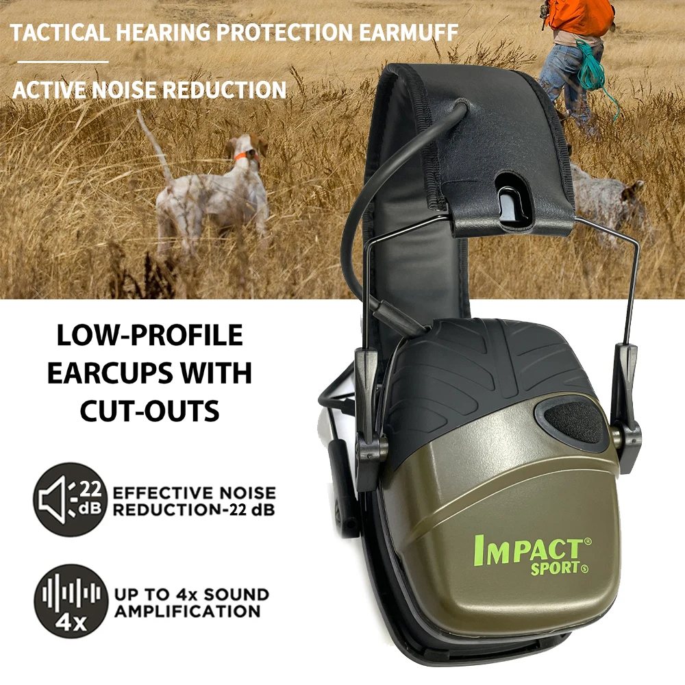Cache-oreilles de tir électronique, tireurs de protection auditive, casque de chasse de protection auditive de portée de pistolet de réduction du bruit NRR 22dB