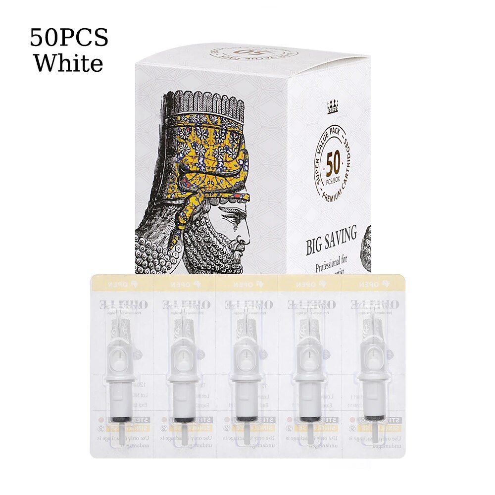 Clearance_QUELLE 50 Stück sterile Einweg-Tätowierungsnadeln RL/RLT # 10 # 12-fache Revolution-Patrone für Tätowiermaschinen, Make-up, Körper, Ar