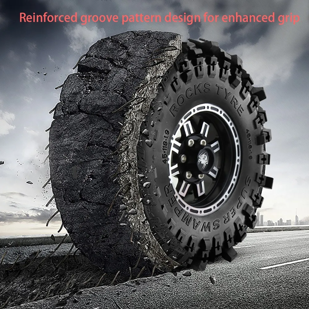 4 ชิ้น 1.9 นิ้วยางยาง 118*45 มิลลิเมตรสําหรับ 1/10 Rc Crawler รถ Trax Trx4 Axial Scx10 Wraith scx10 Yikong Rgt Wrangler 1.9 ล้อ