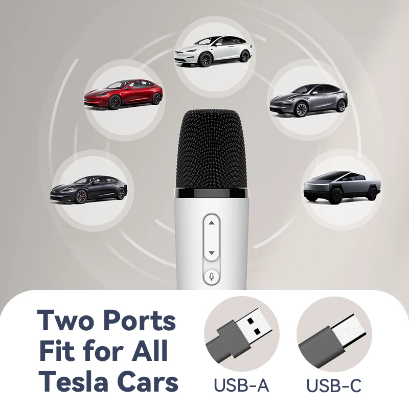 Micrófono de karaoke T1-Car, micrófono de caraoke recargable con receptor USB-A y USB-C, enchufe para usar
