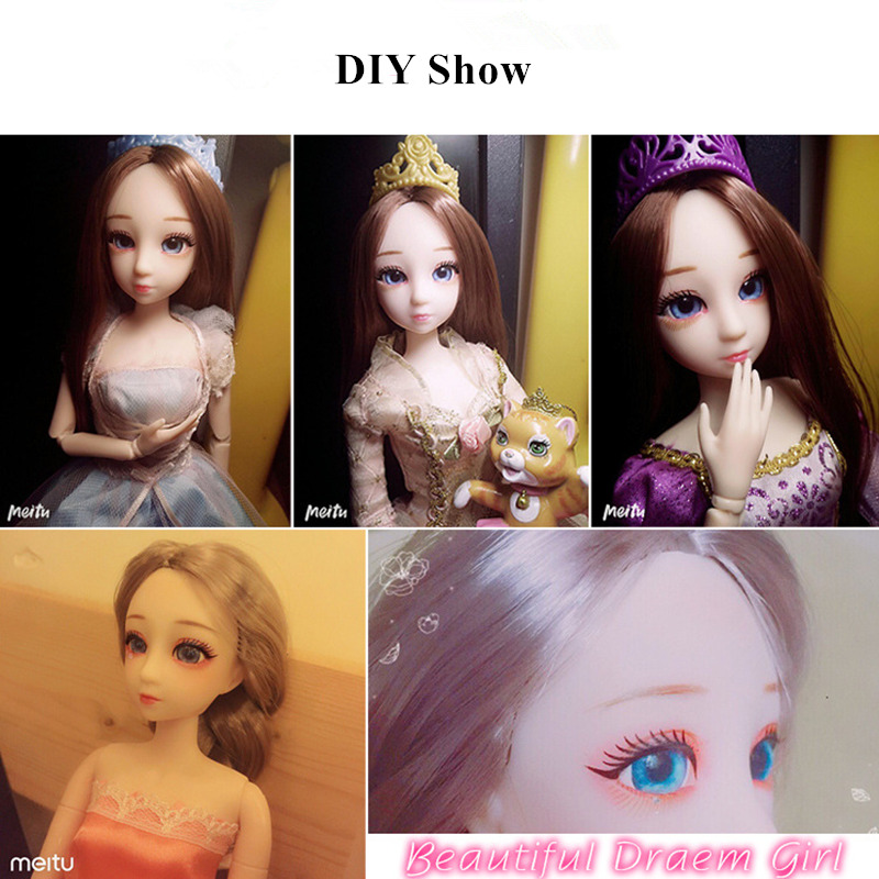 30Cm Thời Trang Đồ Chơi Búp Bê Cho Bé Gái 1/6 BJD Búp Bê Cơ Thể Trang Điểm 3D Đôi Mắt Đẹp Công Chúa Cho Bé Gái giày Búp Bê Nhựa Tự Làm Đồ Chơi Cho Bé Gái