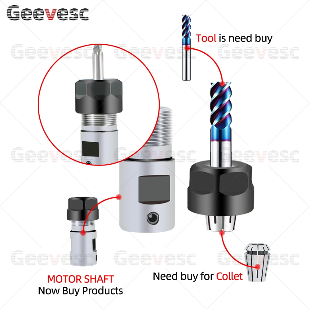ER8 ER11 ER16 ER20 ER25 Chuck Collet Spindle DIY Motor Shaft Extension Rod Spindle Chuck Lathe Tool Spindle Tool Bar Set 4mm 5mm